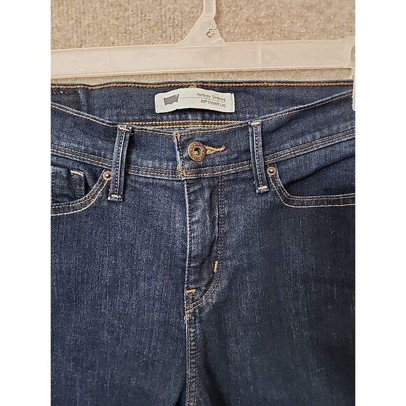 Levis Perfectly Slimming 512 Straight Leg Jeans Womens 4 Blue Dark Wash Stretch - Picture 3 of 9